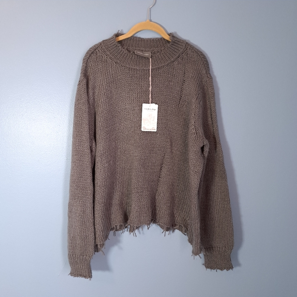 Wooden Ships NWT Gunmetal Distressed Sweater